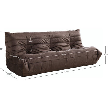Relax 77.75" Brown Velvet Upholstered Sofa