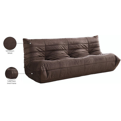 Relax 77.75" Brown Velvet Upholstered Sofa