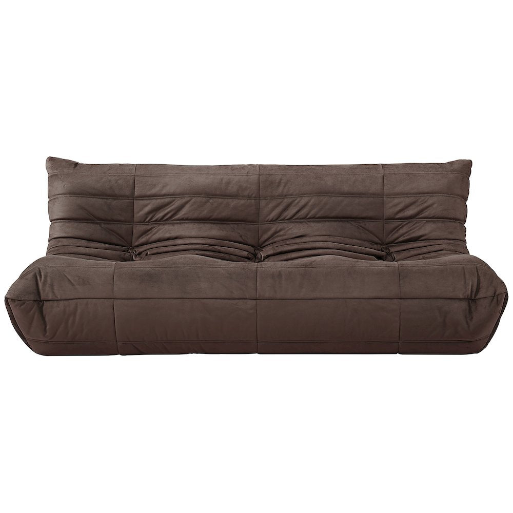 Relax 77.75" Brown Velvet Upholstered Sofa