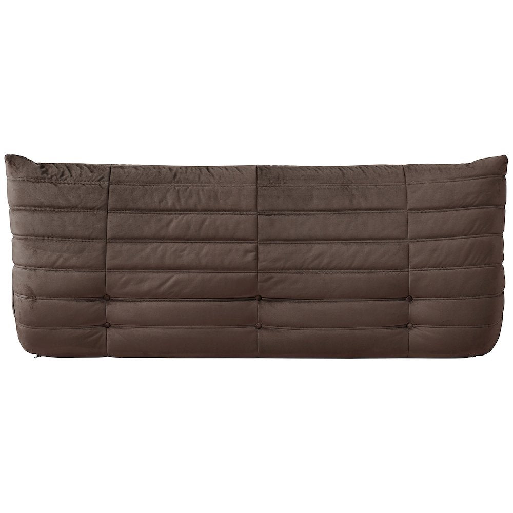 Relax 77.75" Brown Velvet Upholstered Sofa