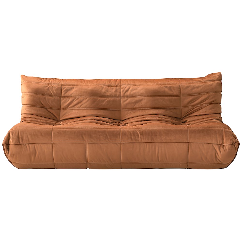 Relax 77.75" Cognac Velvet Upholstered Sofa