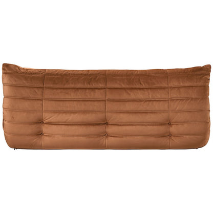 Relax 77.75" Cognac Velvet Upholstered Sofa