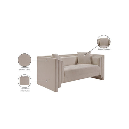 Everett Beige Chenille Fabric Loveseat
