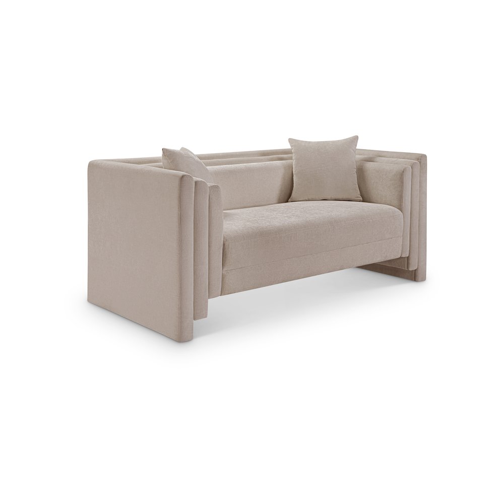 Everett Beige Chenille Fabric Loveseat