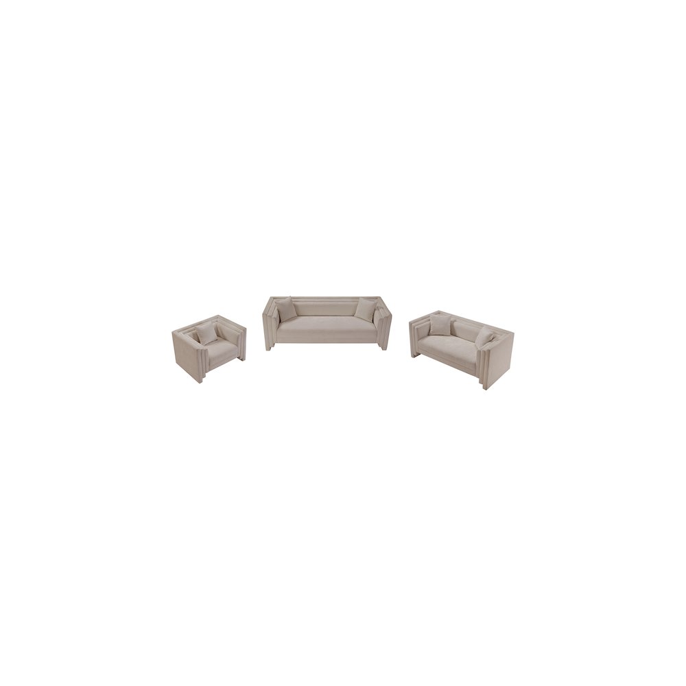 Everett Beige Chenille Fabric Loveseat