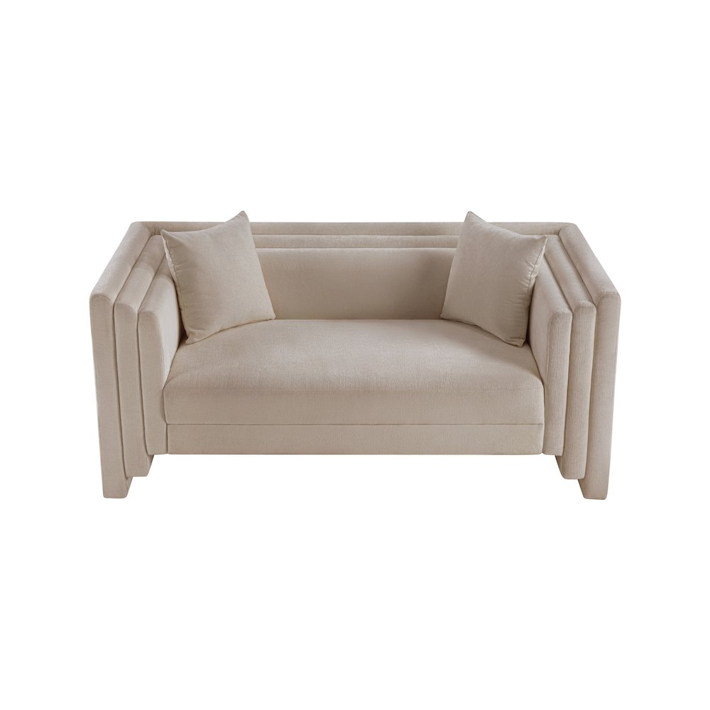 Everett Beige Chenille Fabric Loveseat