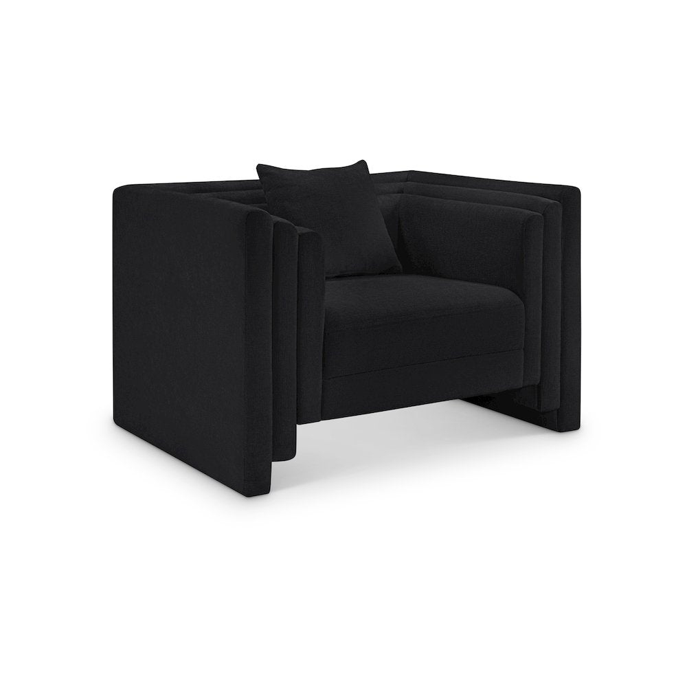 Everett Black Chenille Fabric Chair