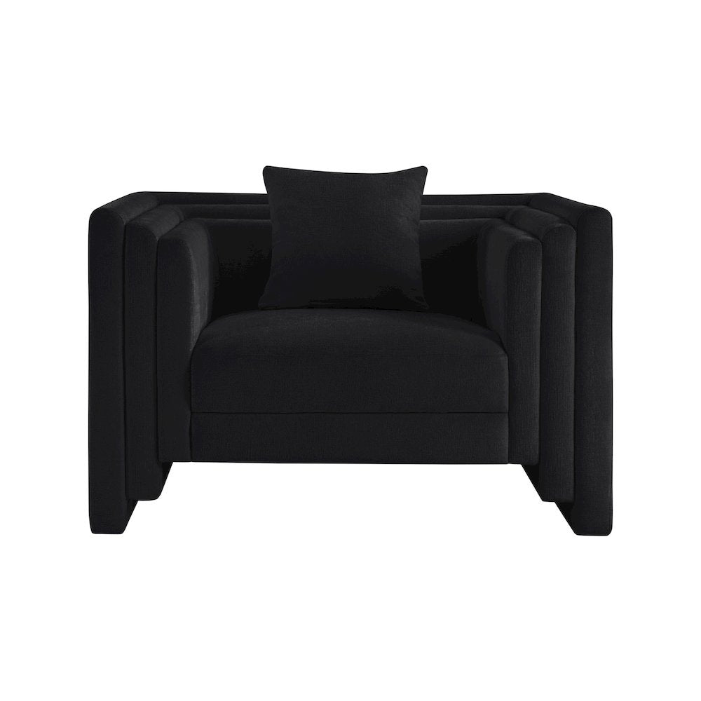 Everett Black Chenille Fabric Chair