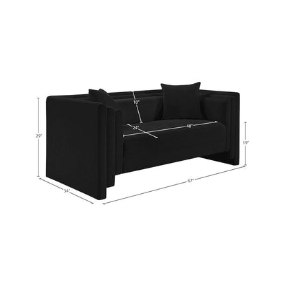 Everett Black Chenille Fabric Loveseat