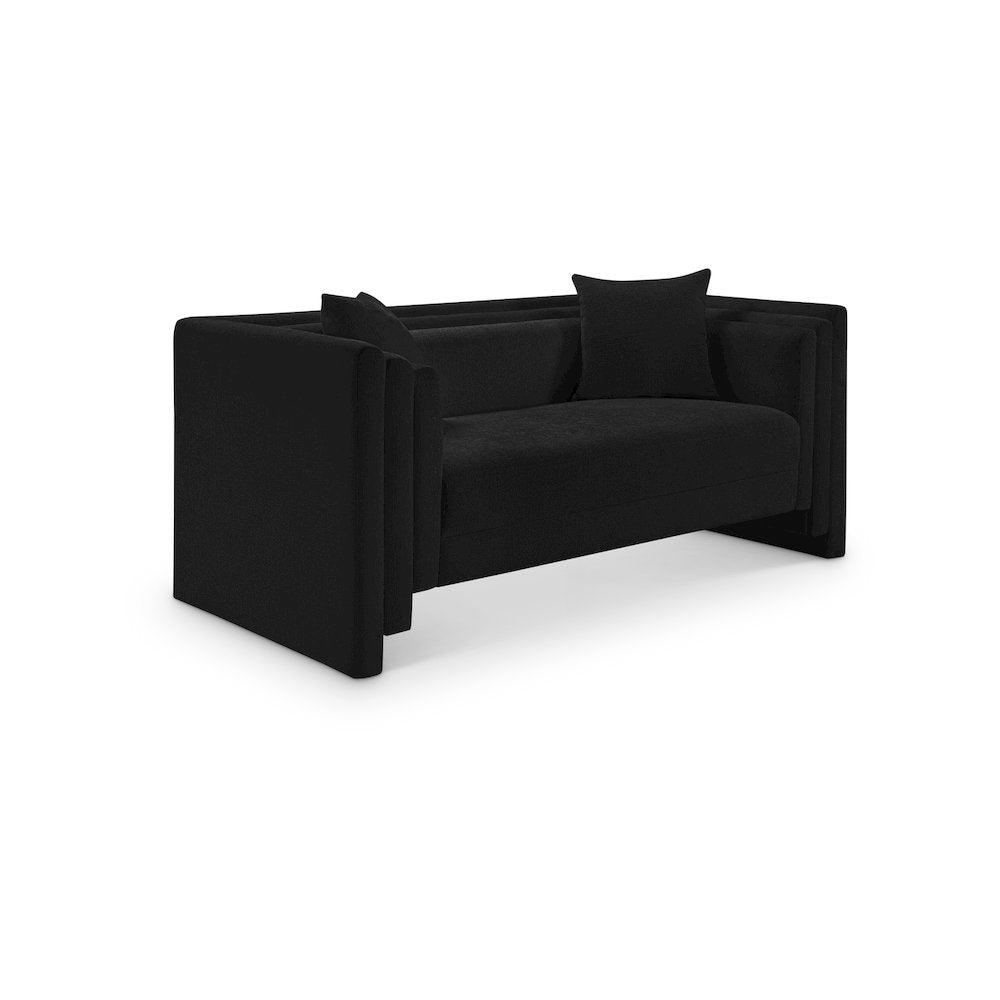 Everett Black Chenille Fabric Loveseat