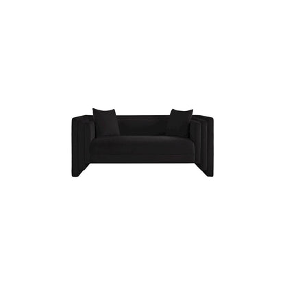 Everett Black Chenille Fabric Loveseat
