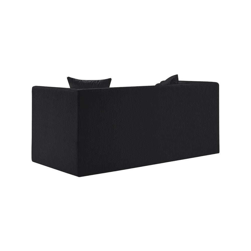 Everett Black Chenille Fabric Loveseat