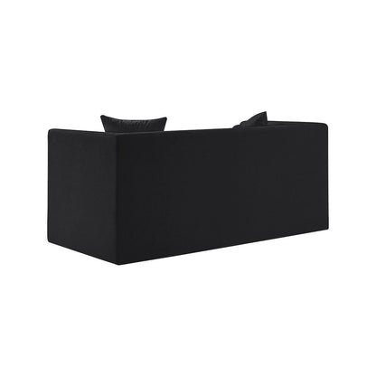 Everett Black Chenille Fabric Loveseat
