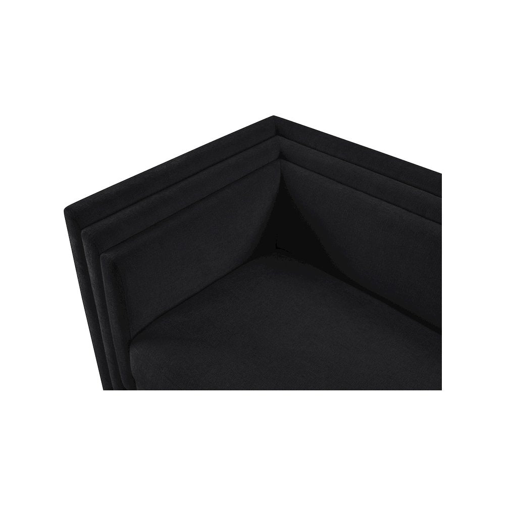 Everett Black Chenille Fabric Loveseat