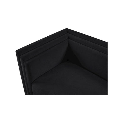 Everett Black Chenille Fabric Loveseat