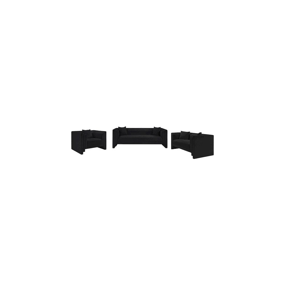 Everett Black Chenille Fabric Loveseat