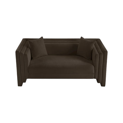 Everett Brown Chenille Fabric Loveseat