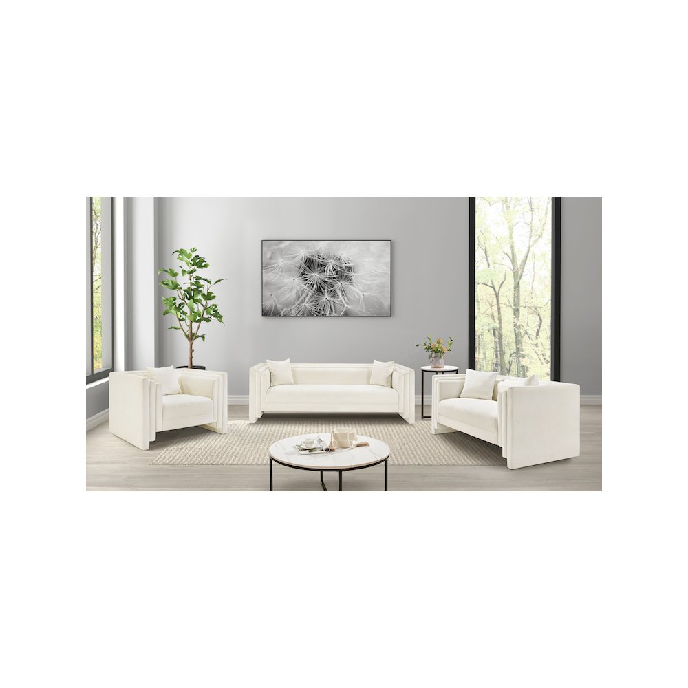 Everett Cream Chenille Fabric Chair