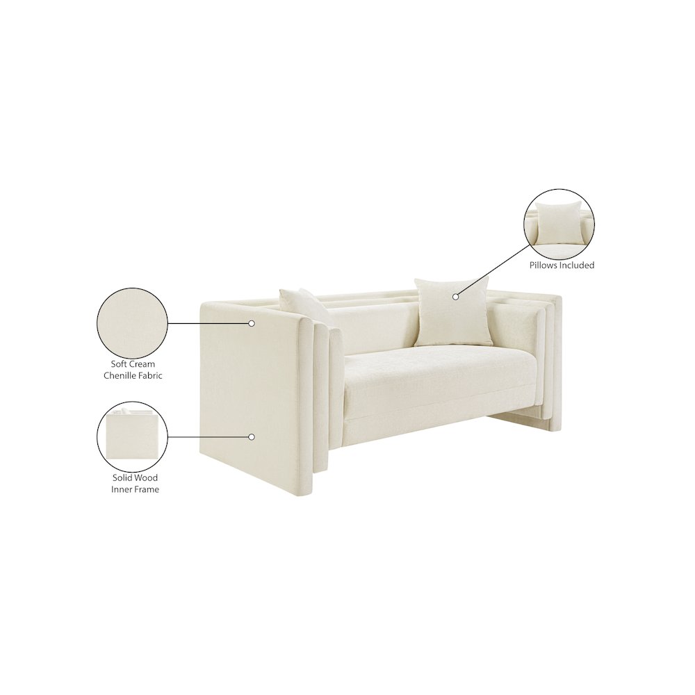 Everett Cream Chenille Fabric Loveseat