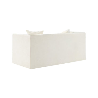Everett Cream Chenille Fabric Loveseat