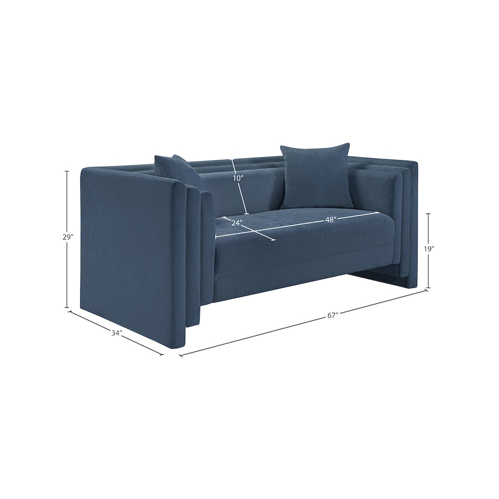 Everett Light Blue Chenille Fabric Loveseat