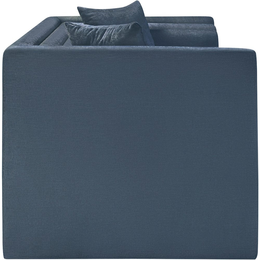 Everett Light Blue Chenille Fabric Loveseat