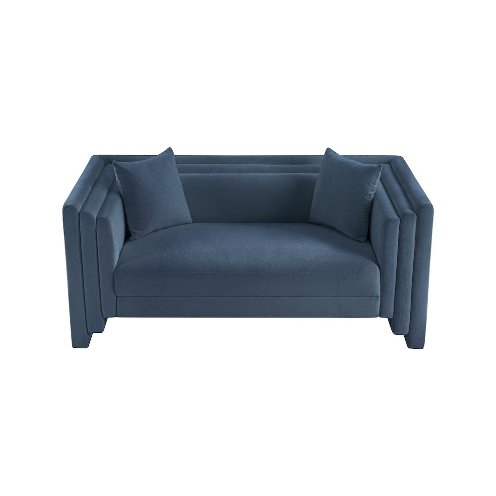 Everett Light Blue Chenille Fabric Loveseat