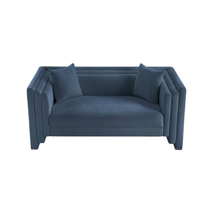 Everett Light Blue Chenille Fabric Loveseat
