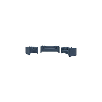 Everett Light Blue Chenille Fabric Sofa