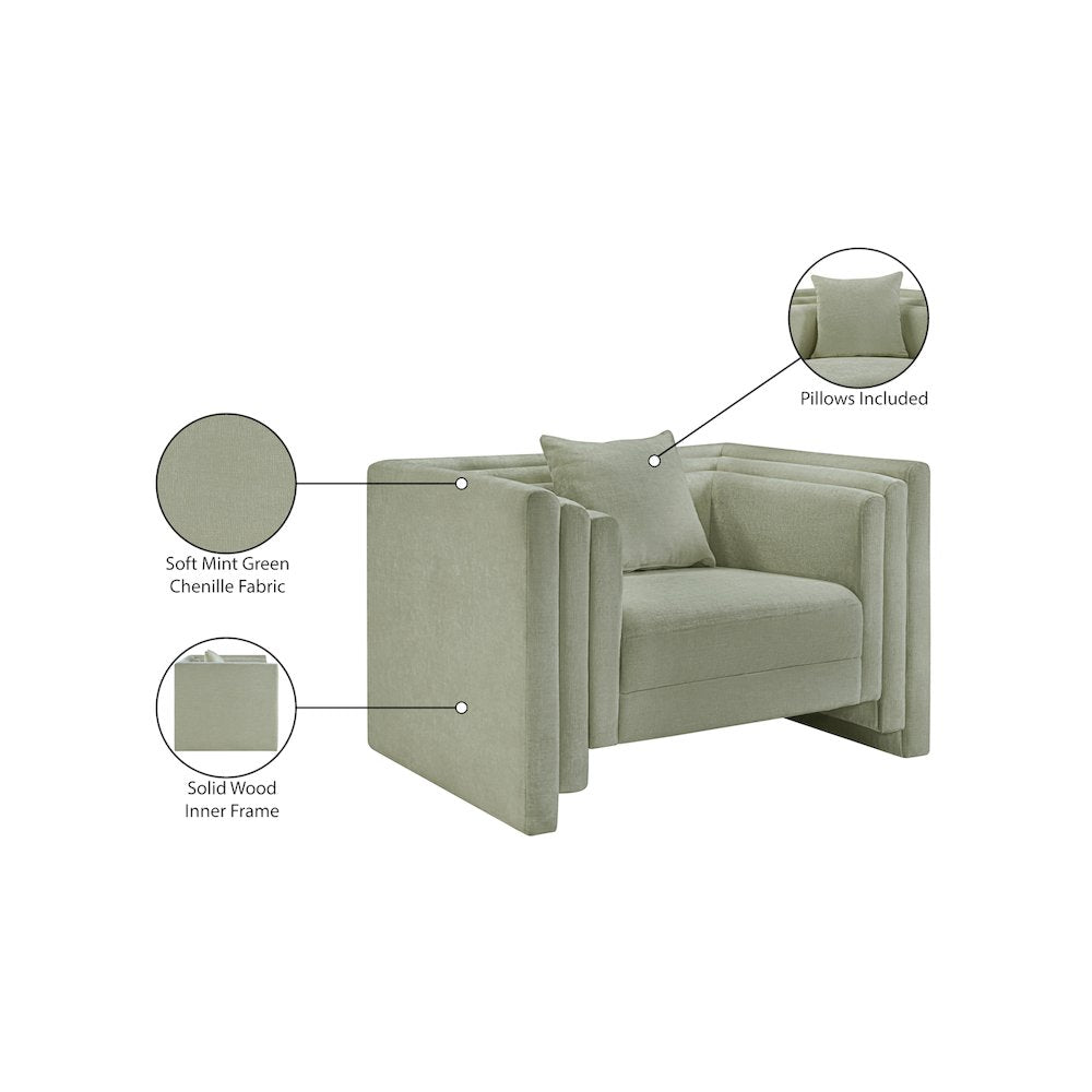 Everett Mint Chenille Fabric Chair