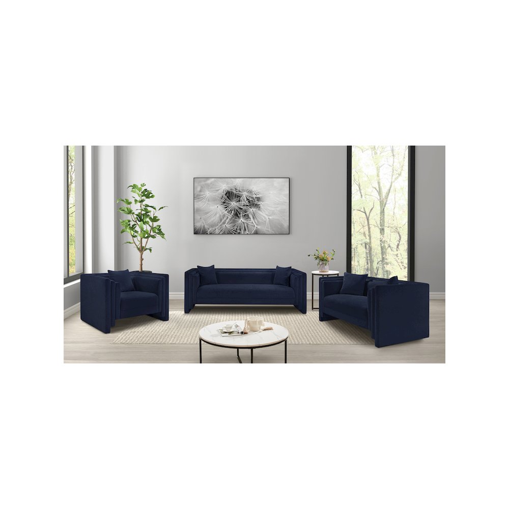 Everett Navy Chenille Fabric Chair