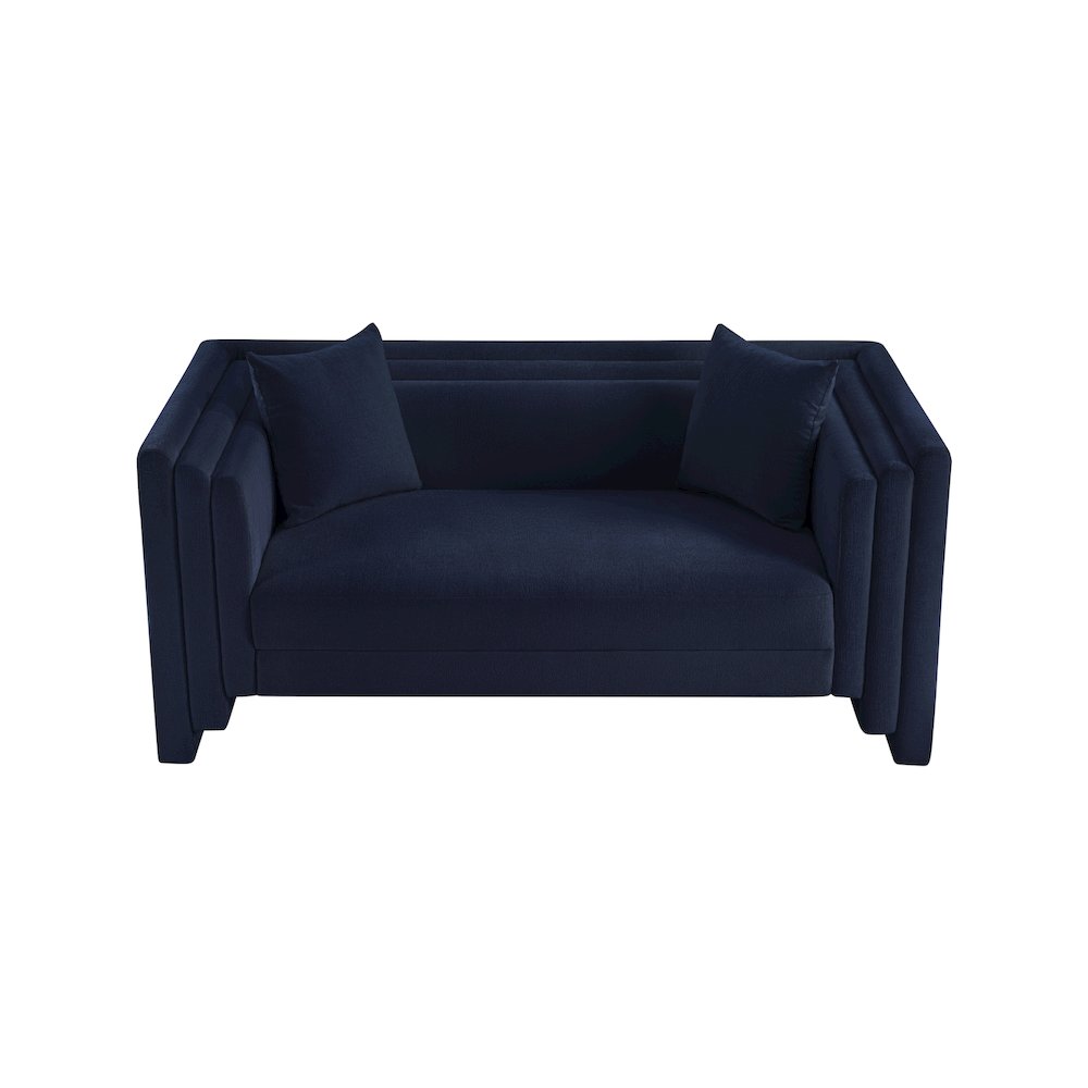 Everett Navy Chenille Fabric Loveseat