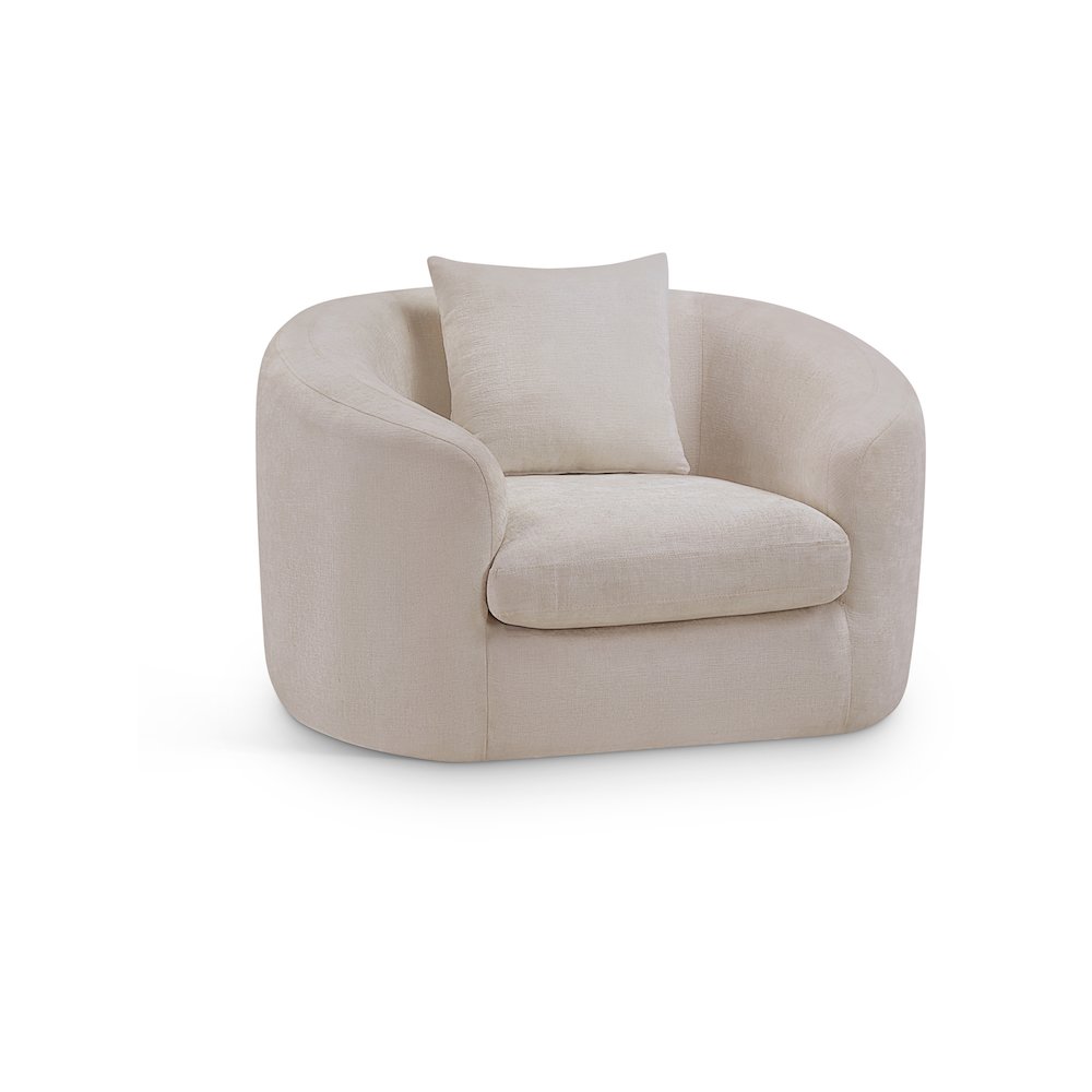 Penelope Beige Chenille Fabric Chair