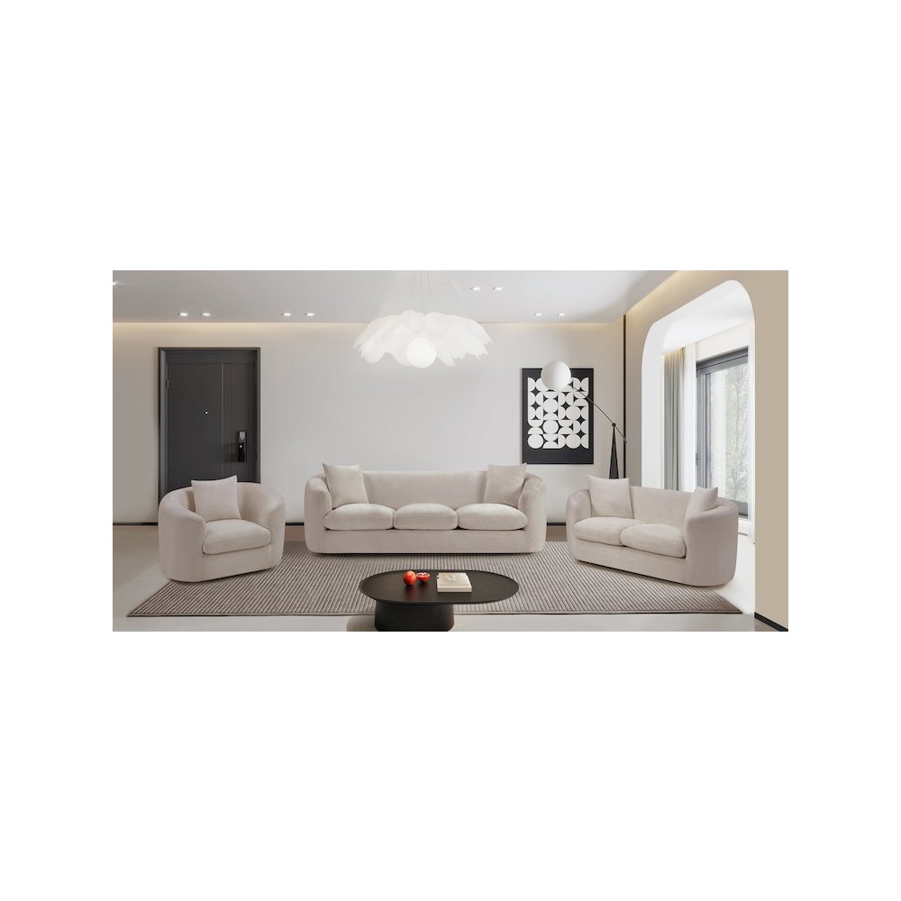 Penelope Beige Chenille Fabric Loveseat