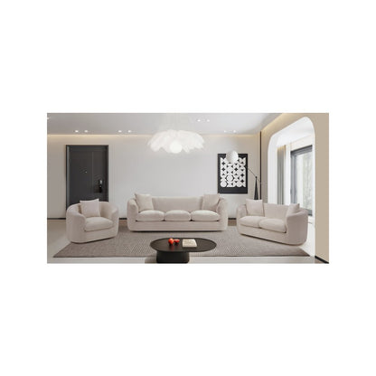 Penelope Beige Chenille Fabric Loveseat