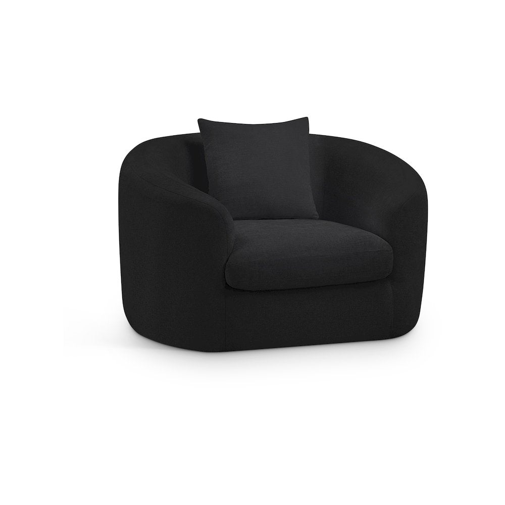 Penelope Black Chenille Fabric Chair