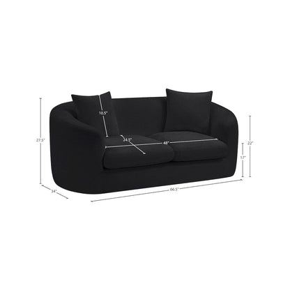 Penelope Black Chenille Fabric Loveseat