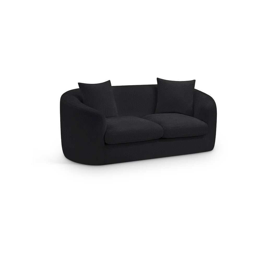 Penelope Black Chenille Fabric Loveseat