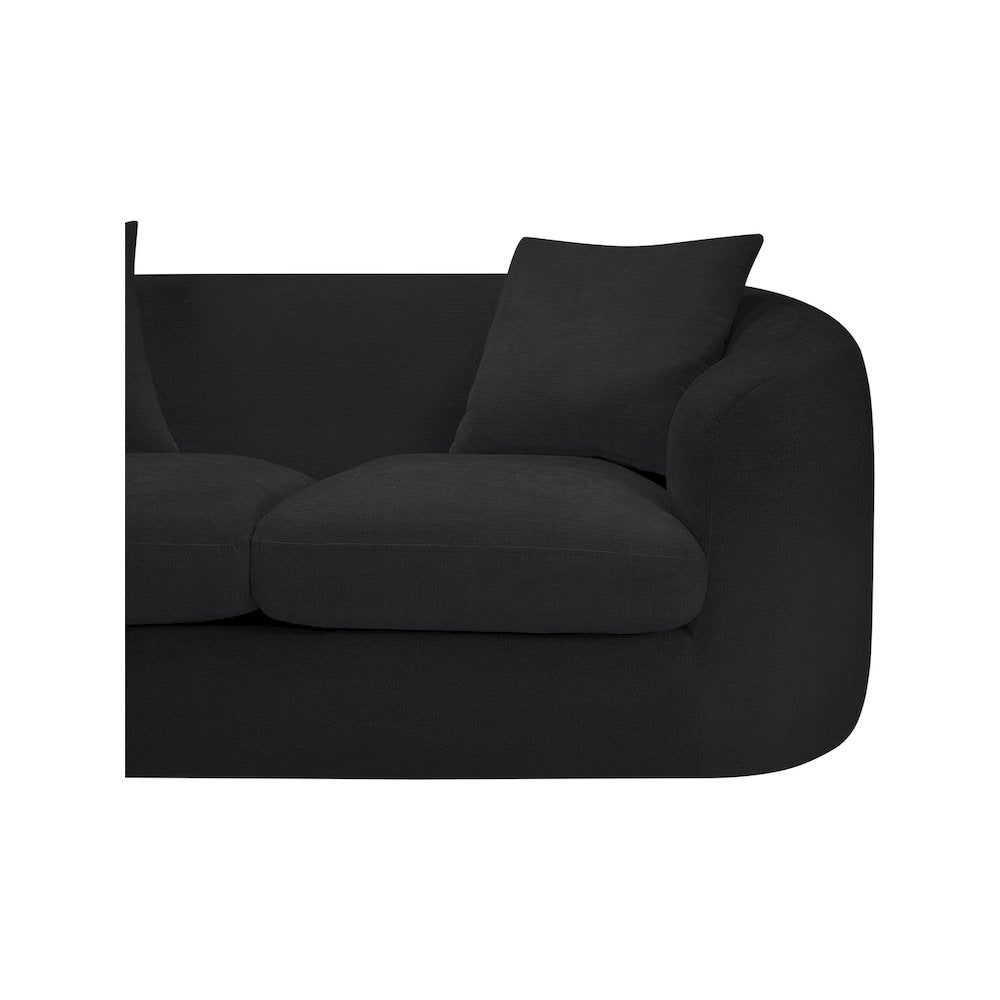 Penelope Black Chenille Fabric Loveseat