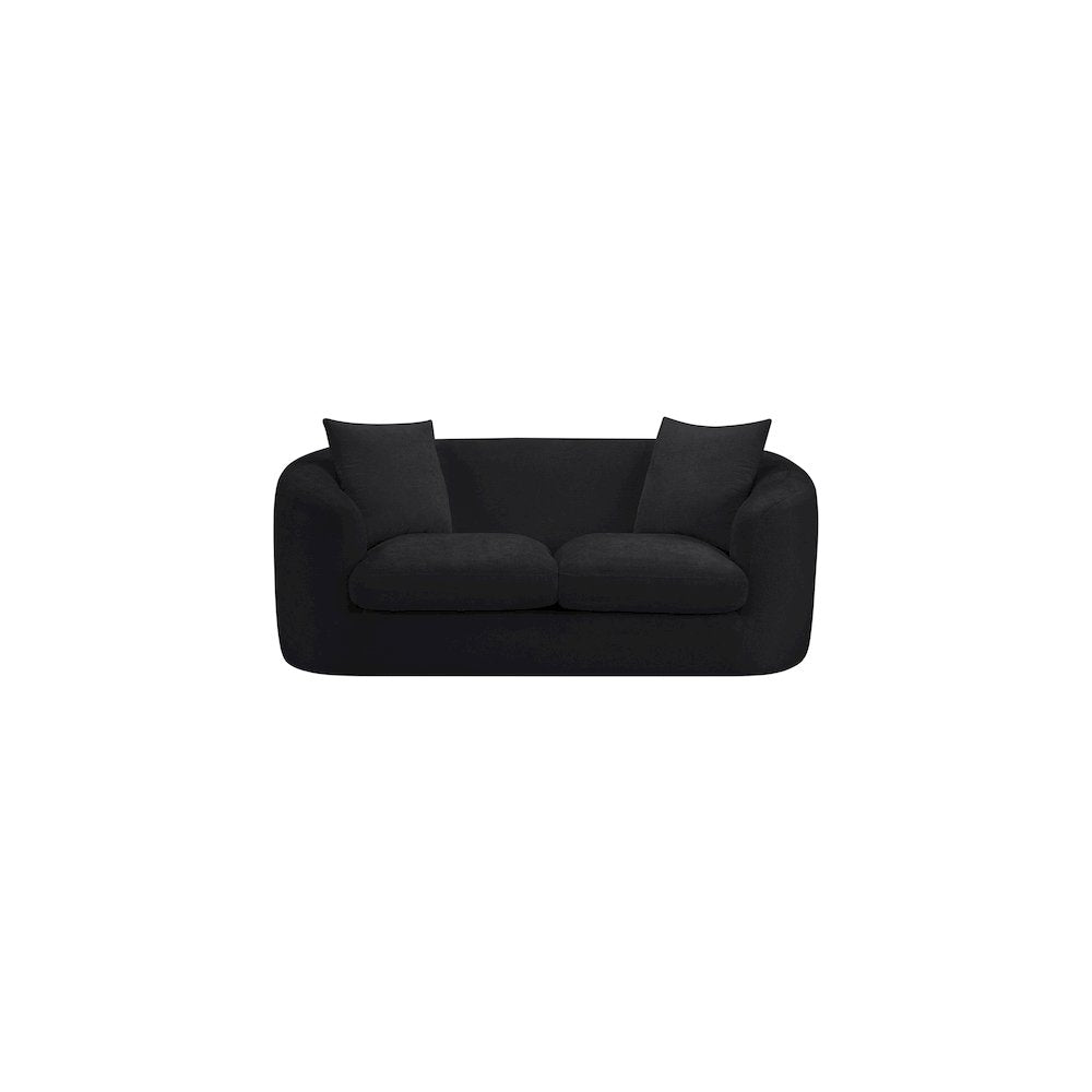 Penelope Black Chenille Fabric Loveseat