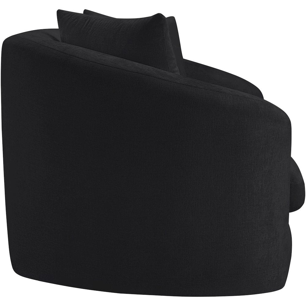 Penelope Black Chenille Fabric Loveseat