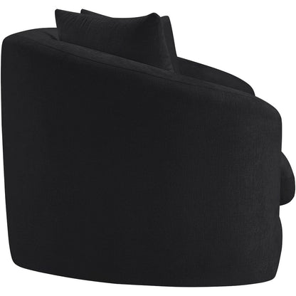 Penelope Black Chenille Fabric Loveseat