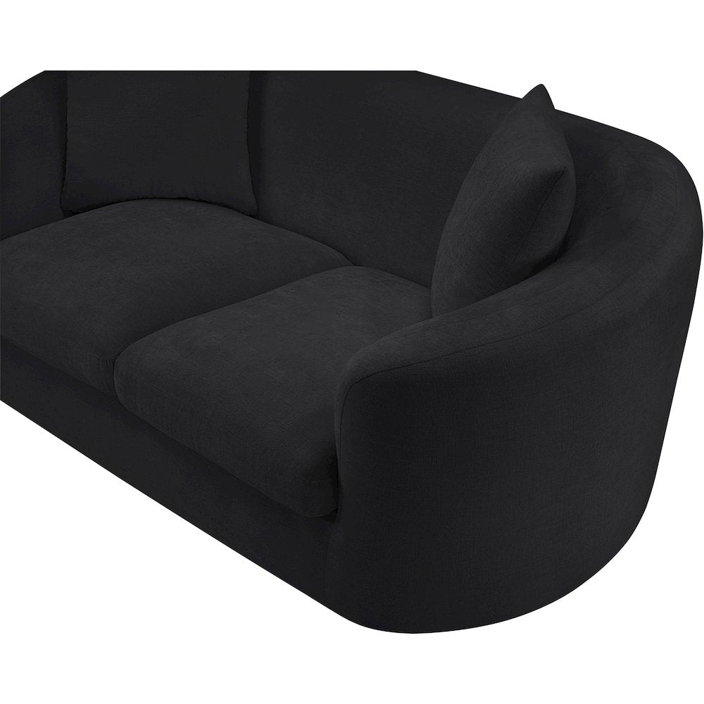 Penelope Black Chenille Fabric Loveseat