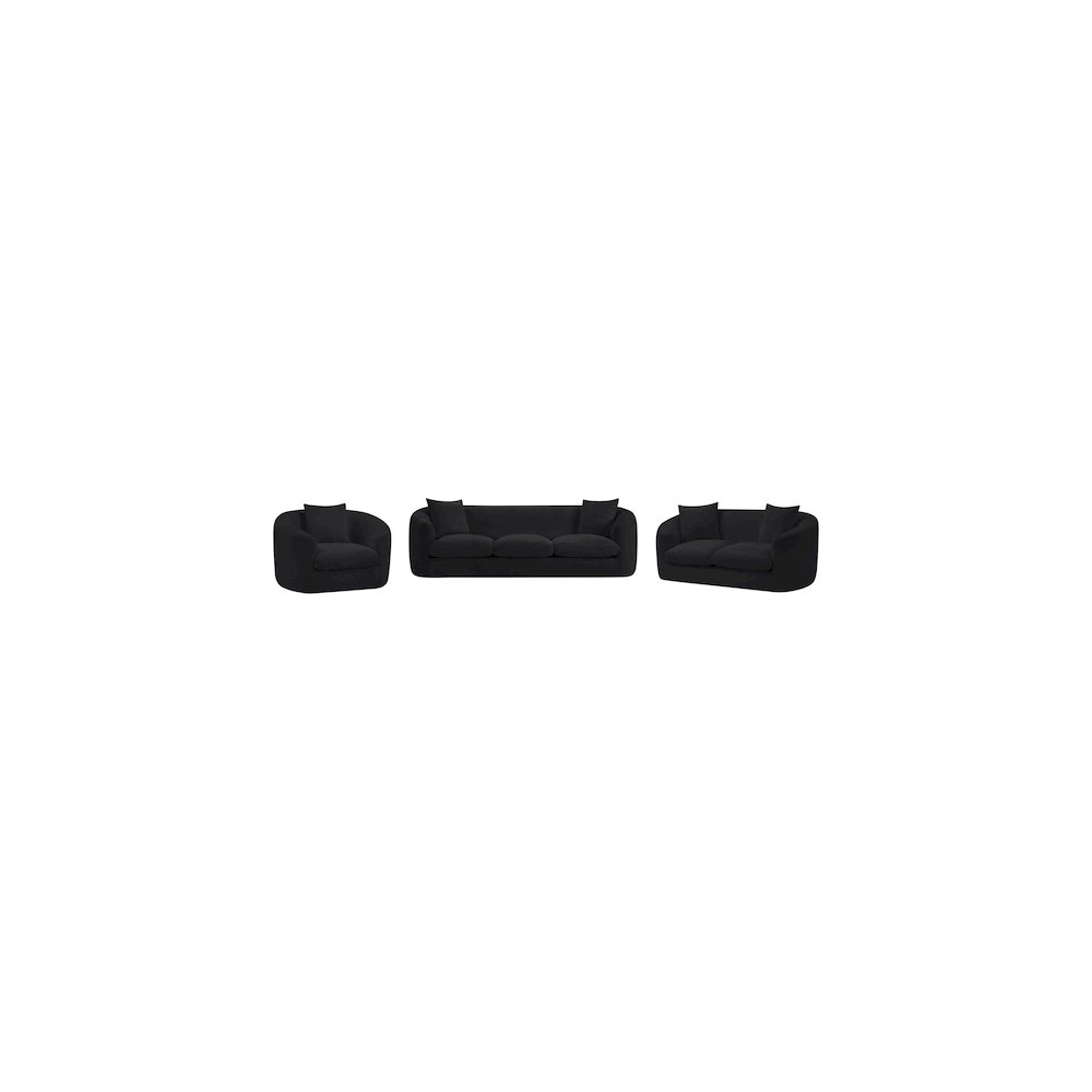 Penelope Black Chenille Fabric Sofa