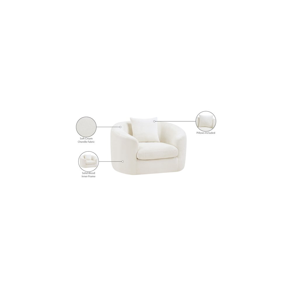 Penelope Cream Chenille Fabric Chair