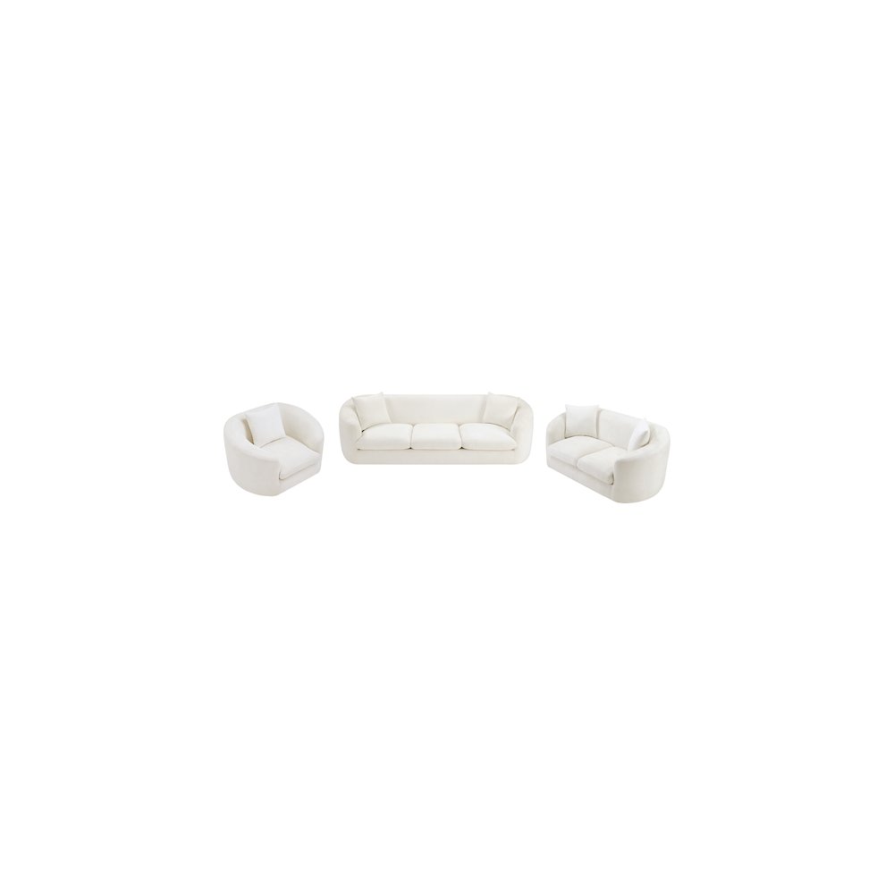 Penelope Cream Chenille Fabric Sofa