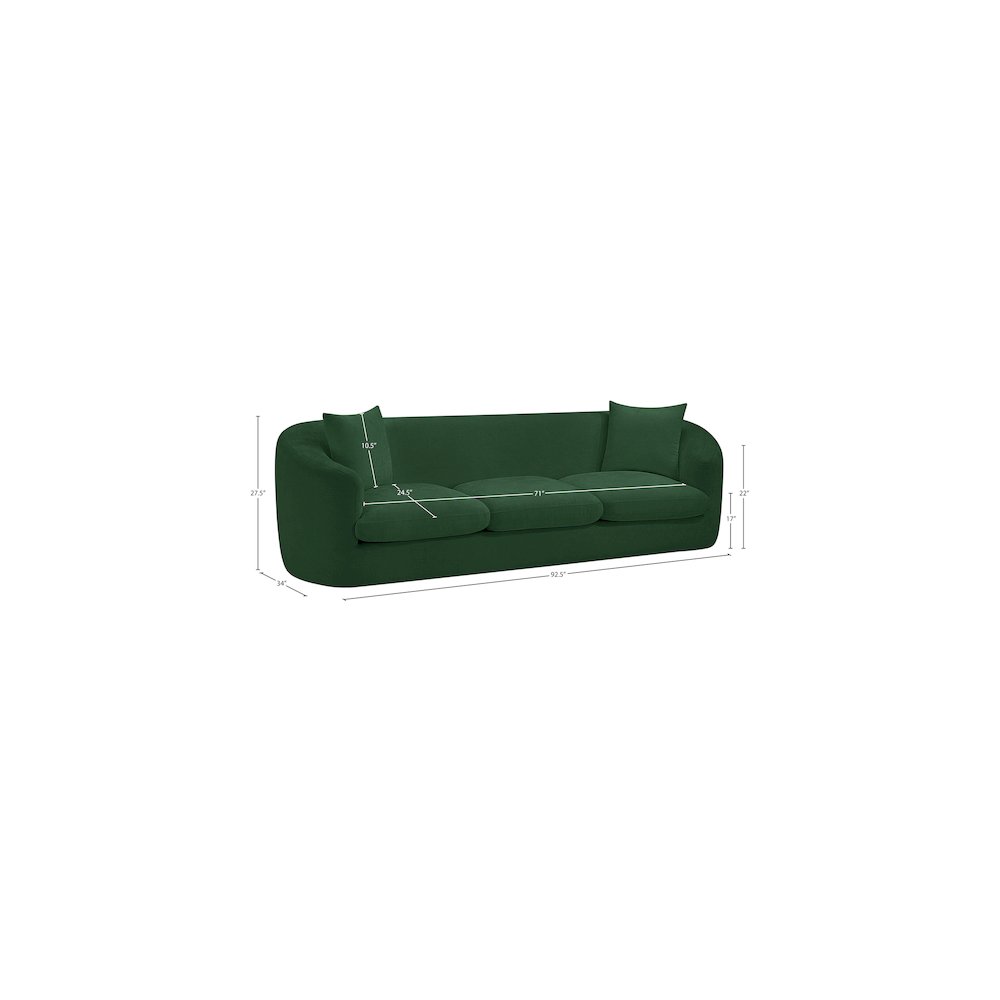 Penelope Green Chenille Fabric Sofa
