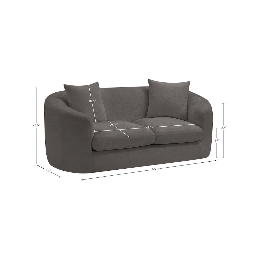 Penelope Grey Chenille Fabric Loveseat