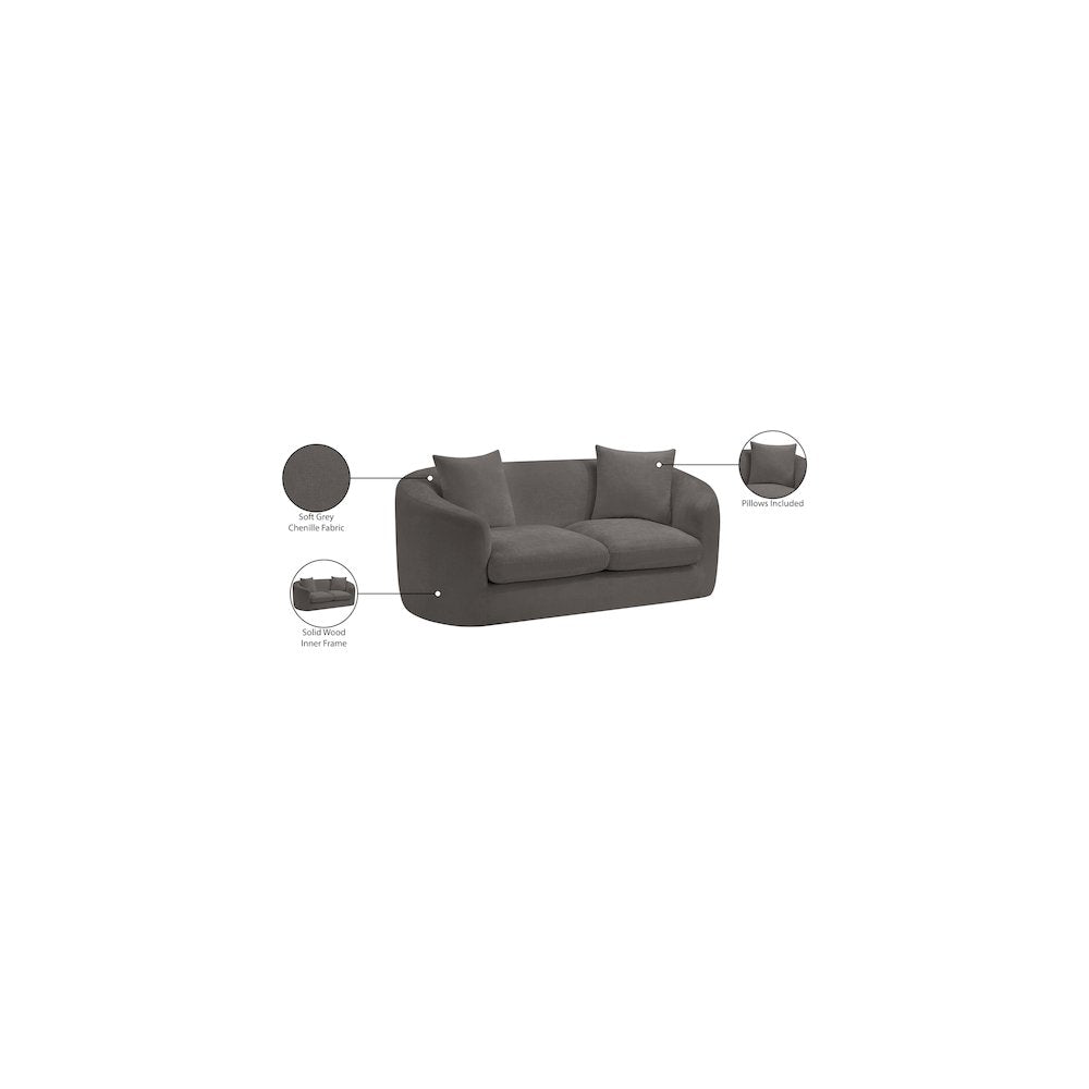 Penelope Grey Chenille Fabric Loveseat