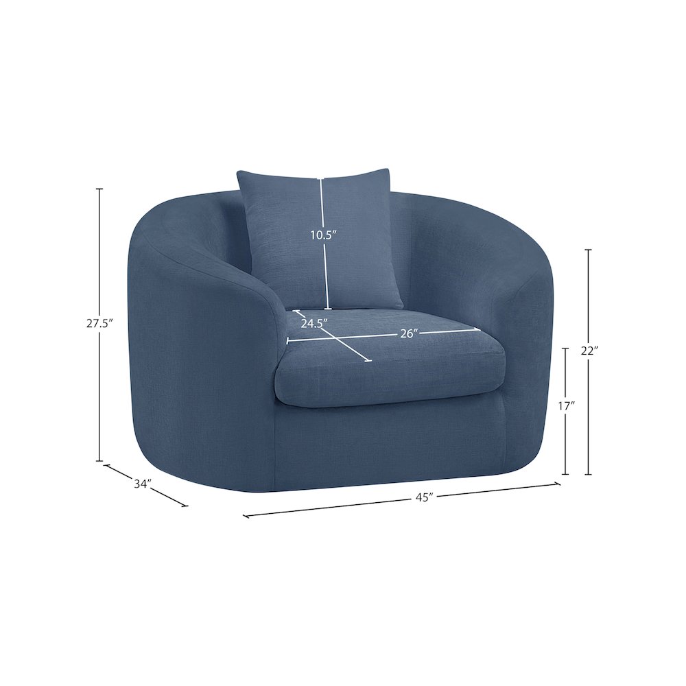Penelope Light Blue Chenille Fabric Chair